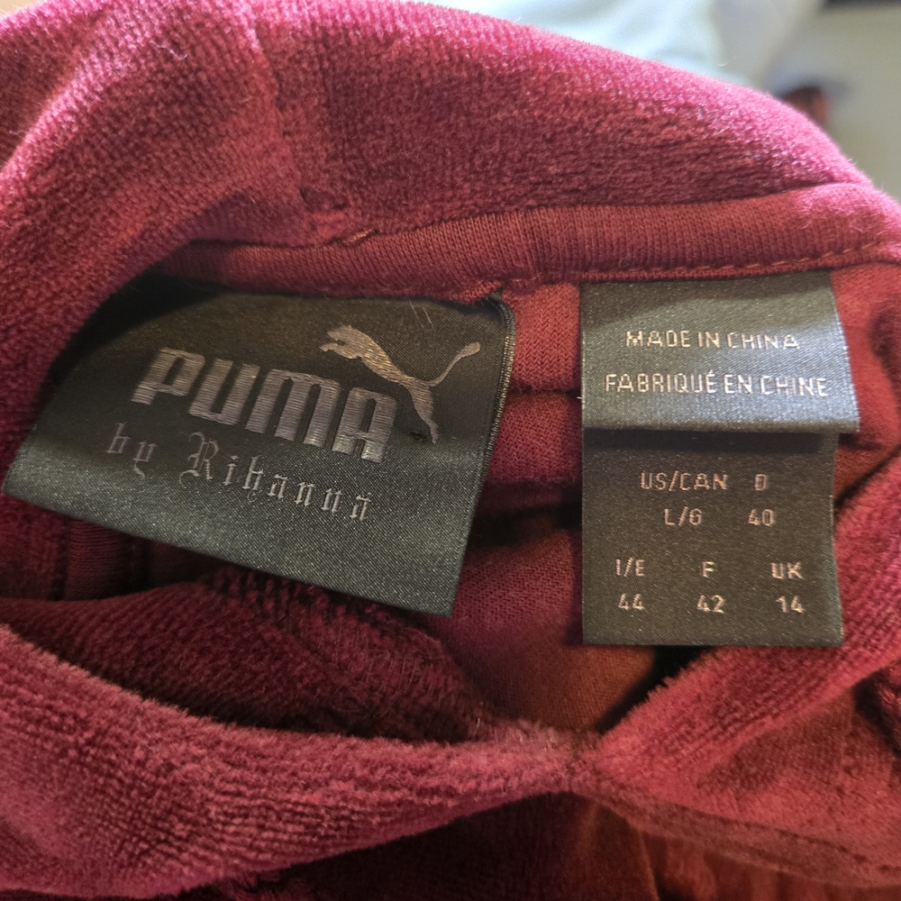 Puma By Rhianna Burgundy Velour "Fenty" Hoodie W/ 13 On Hood Streetwear - Picture 9 of 12